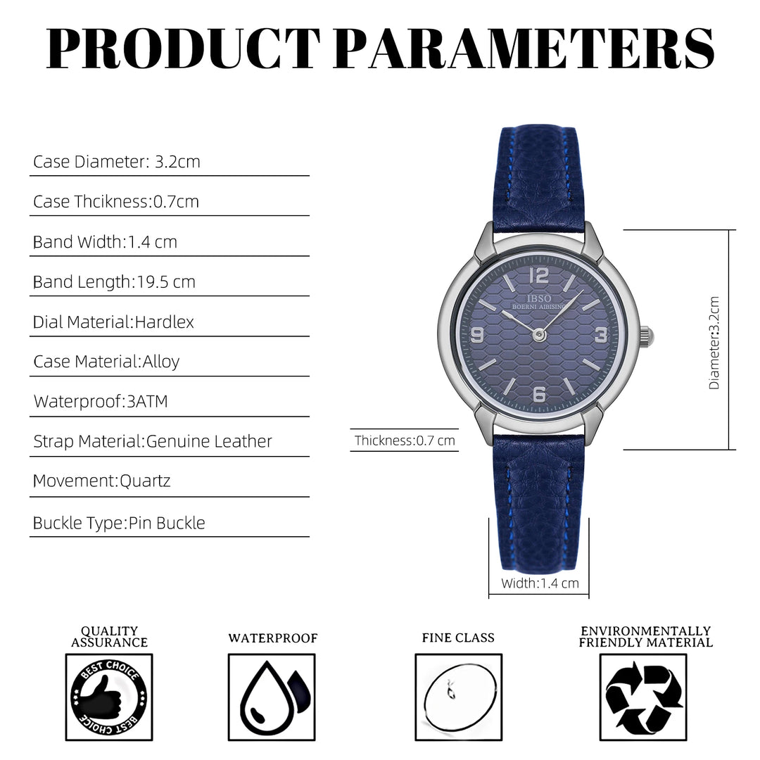 IBSO New 2026 Women Genuine Leather Strap 3ATM Waterproof Japanese Movement Luminous Hands Elegant Style Special Dial Design
