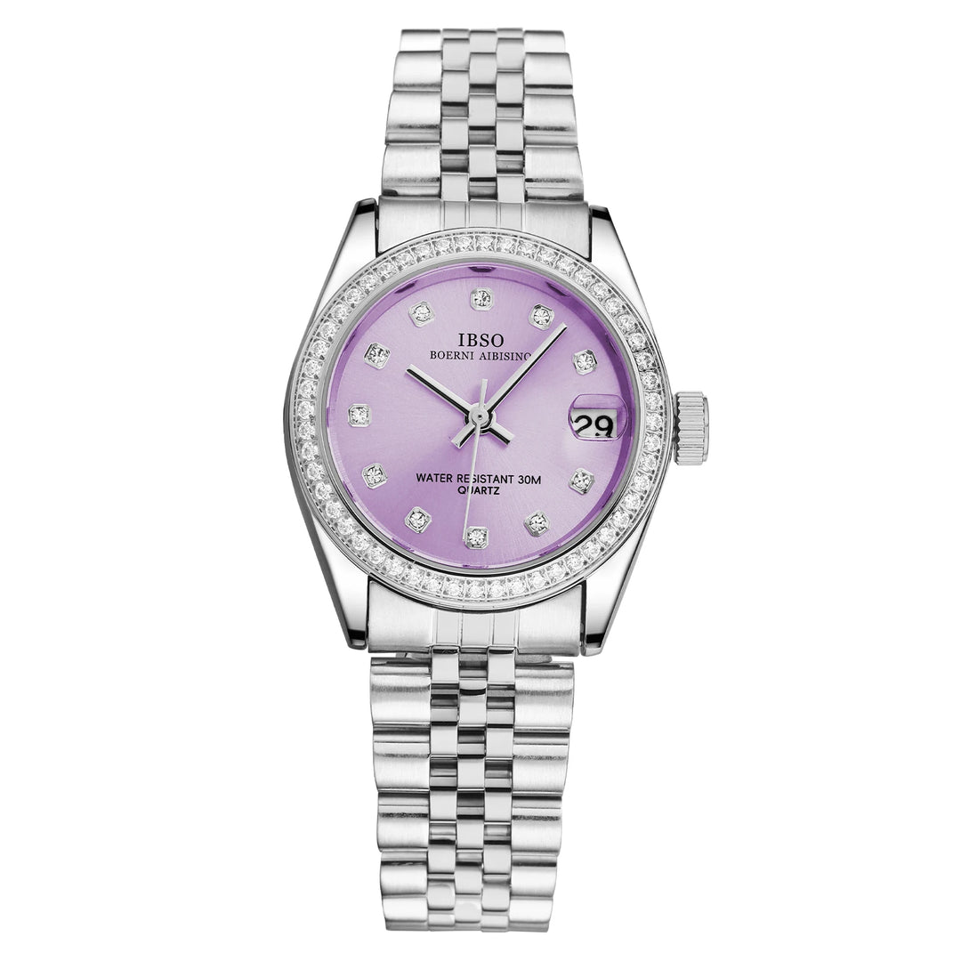 IBSO New Women Luxury Wristwatches Elegant Date Green Ladies Watch Japanese Movement Quartz Watch Stainless Steel Strap S1079