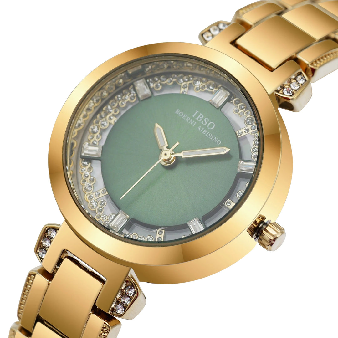 IBSO Rolling Stone Dial 2026 New Arrival Women Quart Watch 3ATM Waterproof Luminous Hands Stainless Steel Strap