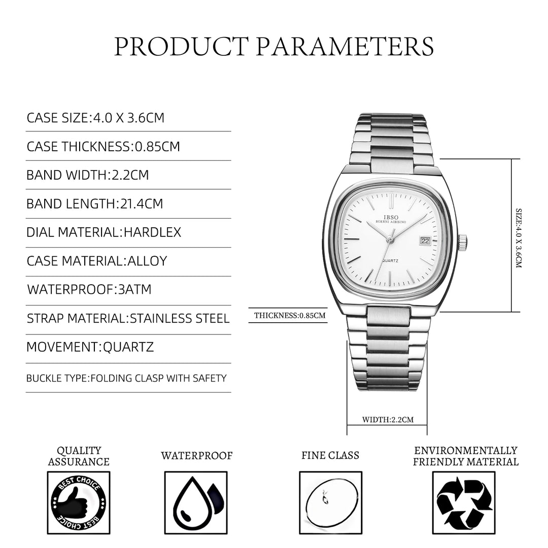 IBSO Luxury Men's Watch 3ATM Hot Selling Wholesale Price Japan Movement Calendar Function Adjustable Stainless Steel Strap