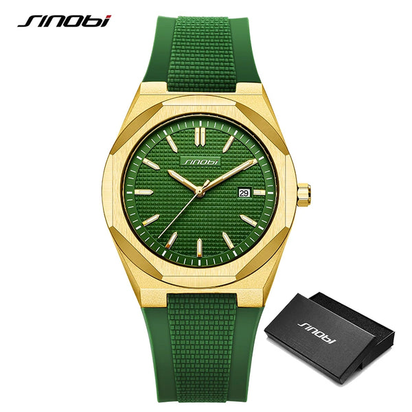 Sinobi new fashion design men's quartz watches original style man's wristwatches silicone strap top brand male best gifts clock