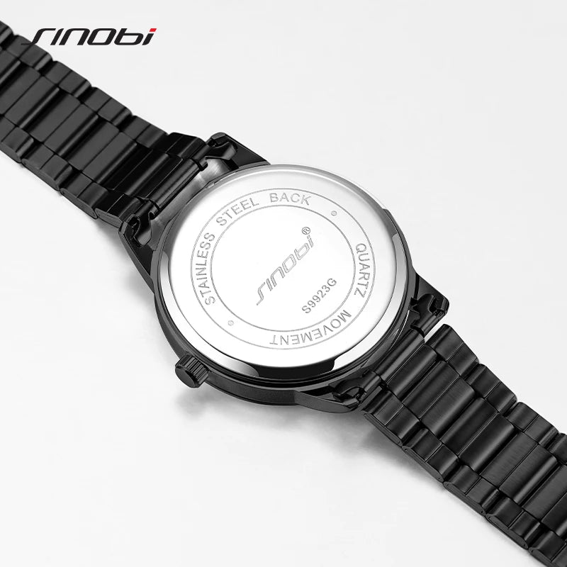 SINOBI Stainless Steel Mens Quartz Watches Top Brand Man's Wristwatches Original Design Male Best Gifts Clock