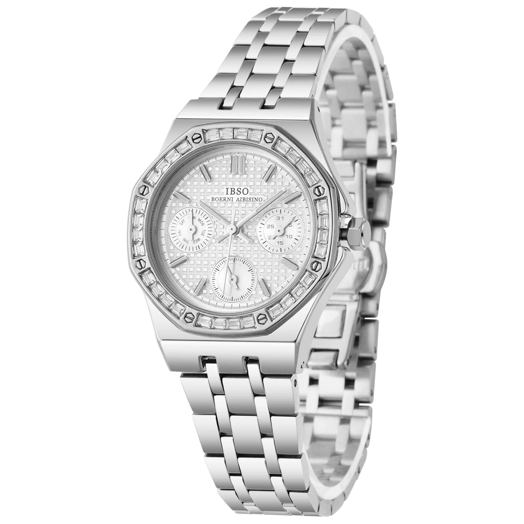 IBSO 2026 Three Eyes Women Quartz Watch Original Movement 3ATM Waterproof Stainless Steel Strap Luminous Hands Dials