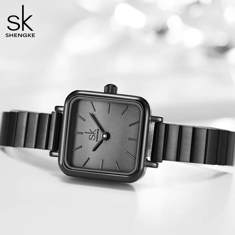 Shengke Fashion Style Women Watches Square Design Original Woman's Quartz Wristwatches Top Luxury Brand Female SK Gift Clock