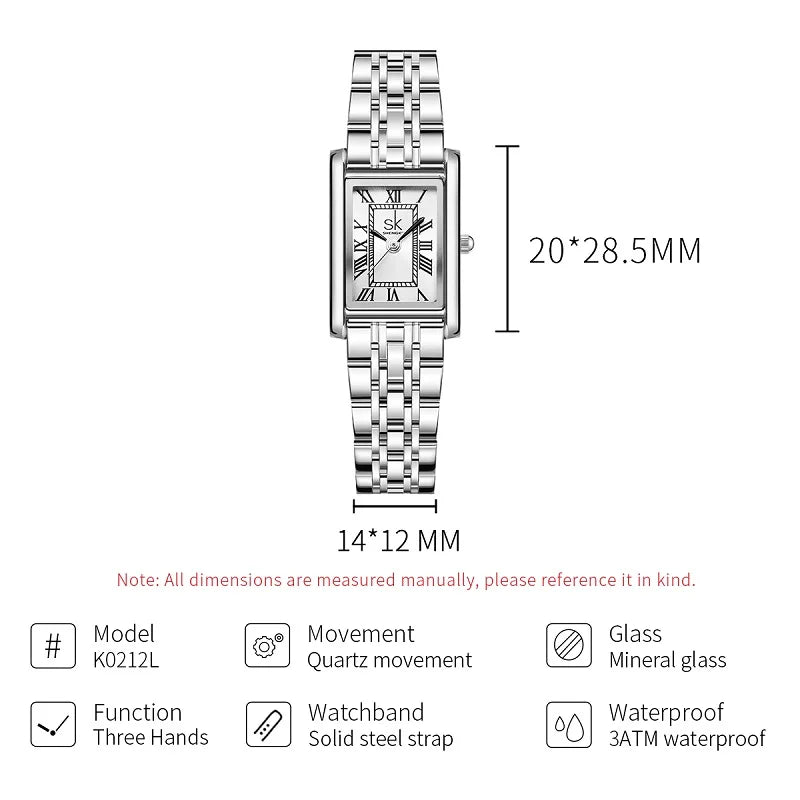 Shengke Ladies Watches Original Rectangle Leather Strap Women's Quartz  Wristwatches Best Gifts Clock Reloj Mujer Dropshipping