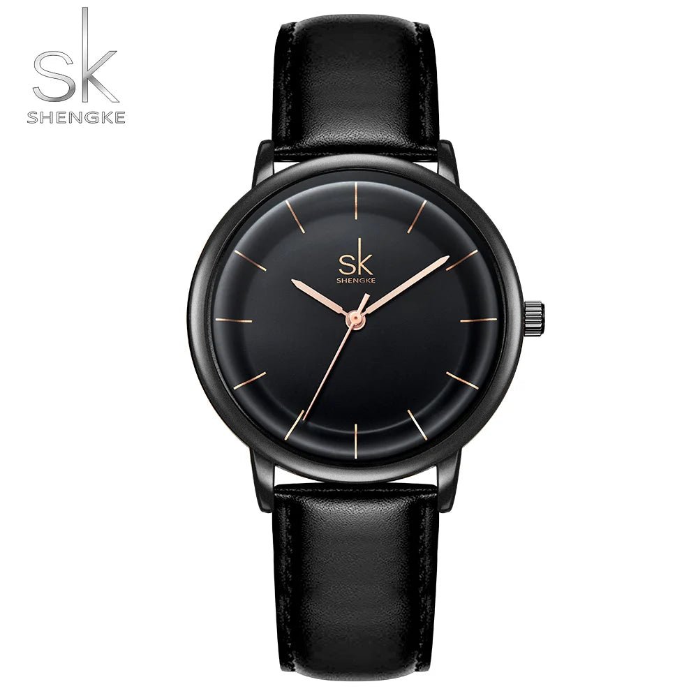 Shengke Women Watches Simple Fashion Female Leather Quartz Wrist Watch Ladies Waterproof Clock Girl Gift Relogio Feminino