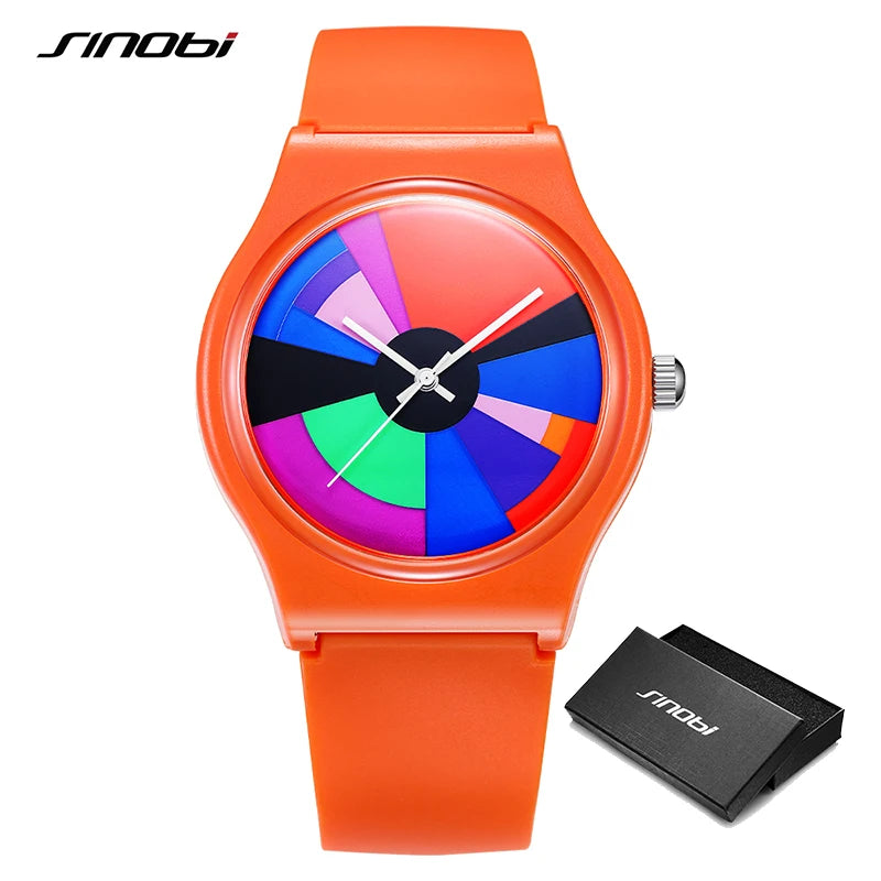 SINOBI Creative Design Men's Watches Fashion Colorful Watch Dial Original Top Mans Quartz Wristwatches Luxury Best Gifts Clock