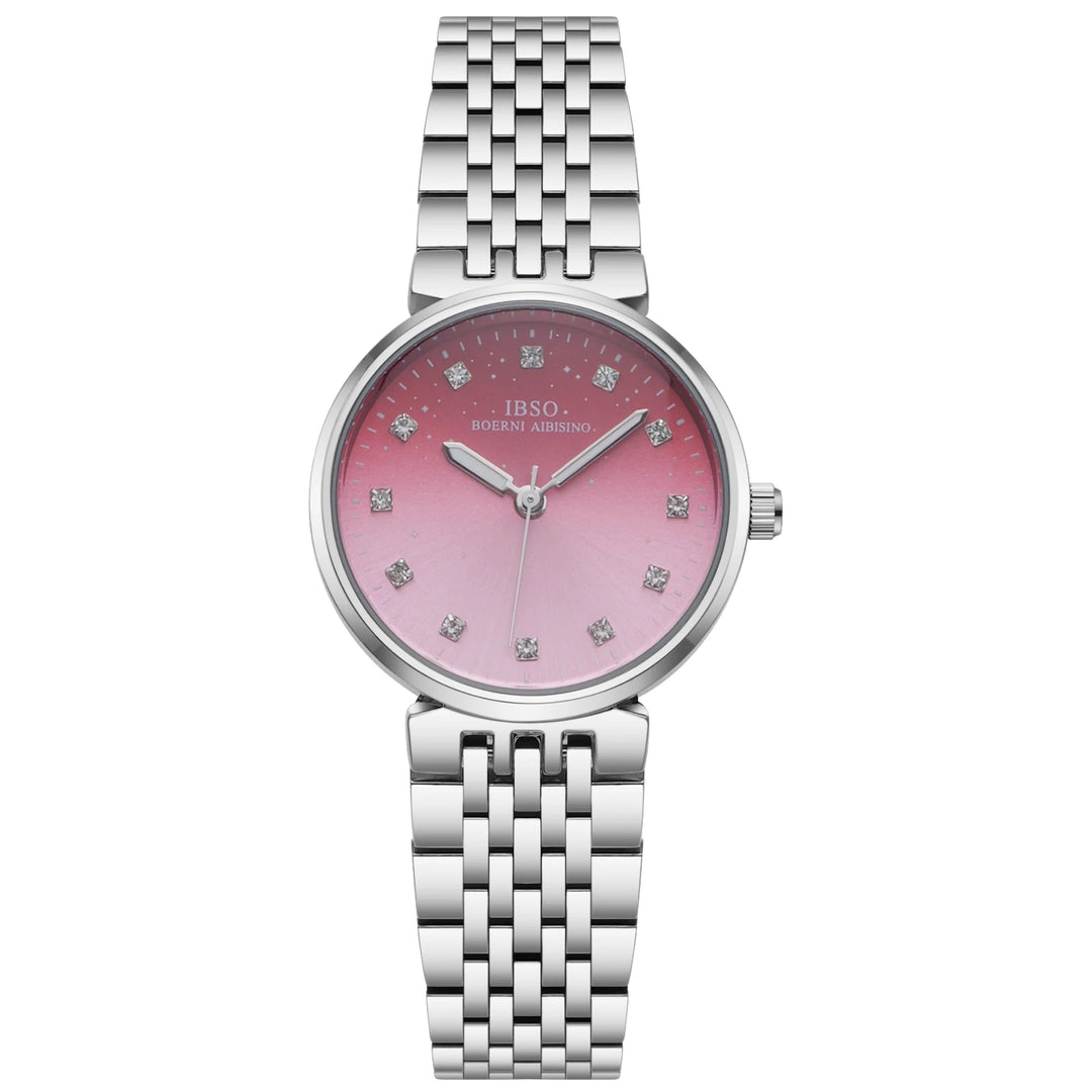 IBSO New Arrival 2026 Gradient Color Dial Stainless Steel Strap Luminous Hands 3ATM Waterproof Japan Movement