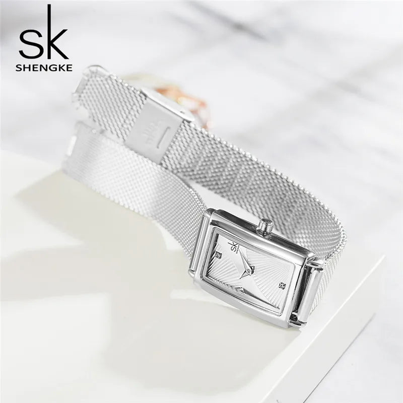 Shengke Women Watches Fashion Geneva Designer Ladies Watch Luxury Brand Rectangle Quartz Gold Wrist Watch Luxury Gifts For Women