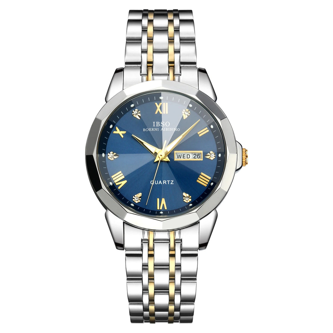 IBSO 2026 New Men Calendar Quartz Watch Japanese Movement 3ATM Waterproof Luminous Hands Luxury Stainless Steel Strap S1119G