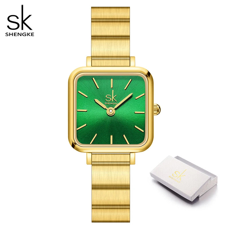Shengke Fashion Style Women Watches Square Design Original Woman's Quartz Wristwatches Top Luxury Brand Female SK Gift Clock