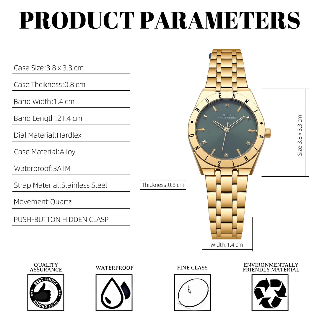 IBSO New Arrival 2026 Stainless Steel Strap Special Hour Hands 3ATM Waterproof Japan Movement S1108L