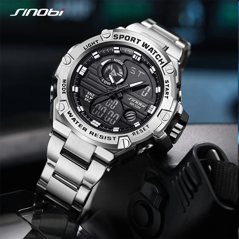 SINOBI Digital Men Military Watch 50m Waterproof Wristwatch LED Quartz Clock Sport Watch Gifts Watches Men Relogios Masculino
