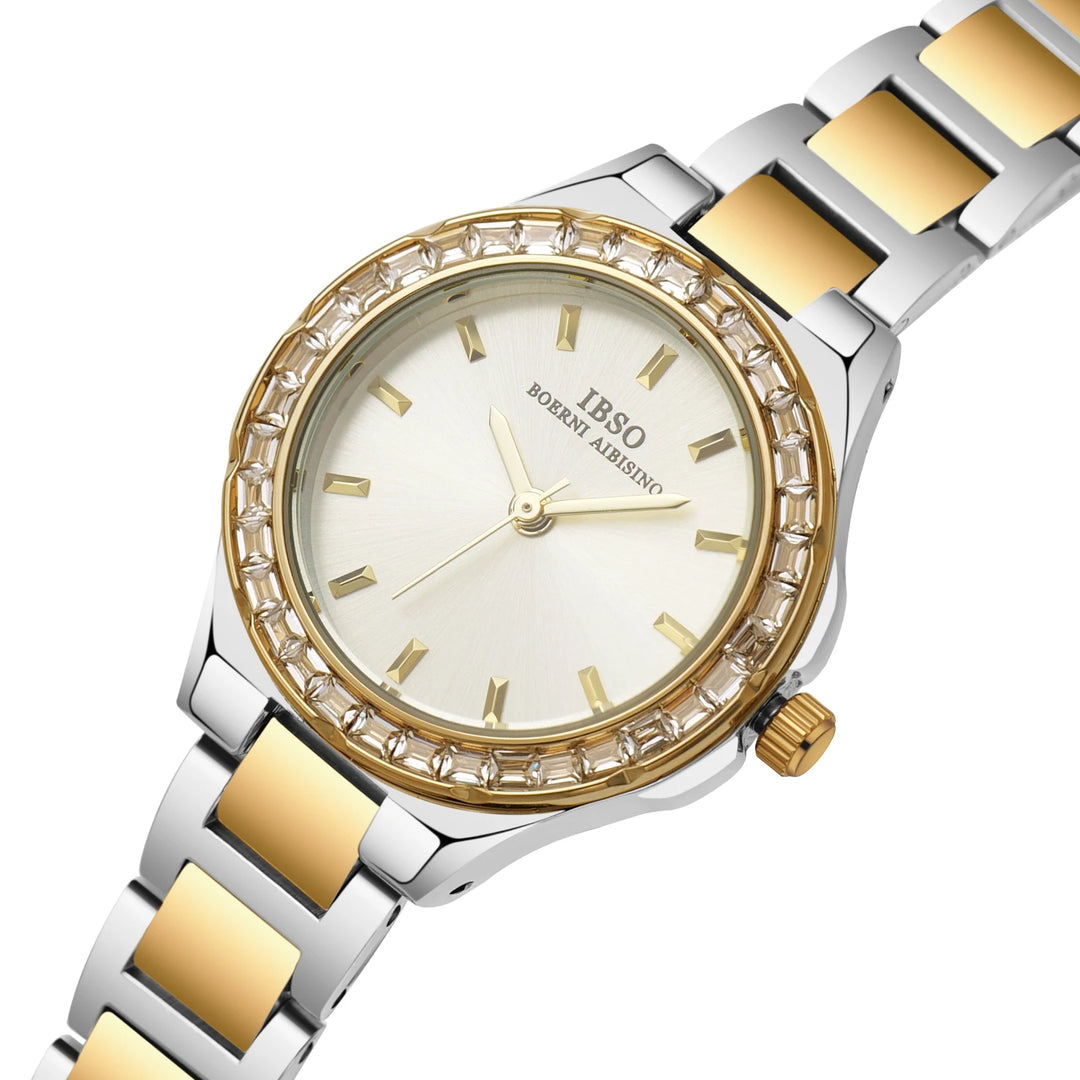 IBSO Small Round Cute Quartz Watch Stainless Steel Strap 3ATM Waterproof Women Luxury Watch S1081L