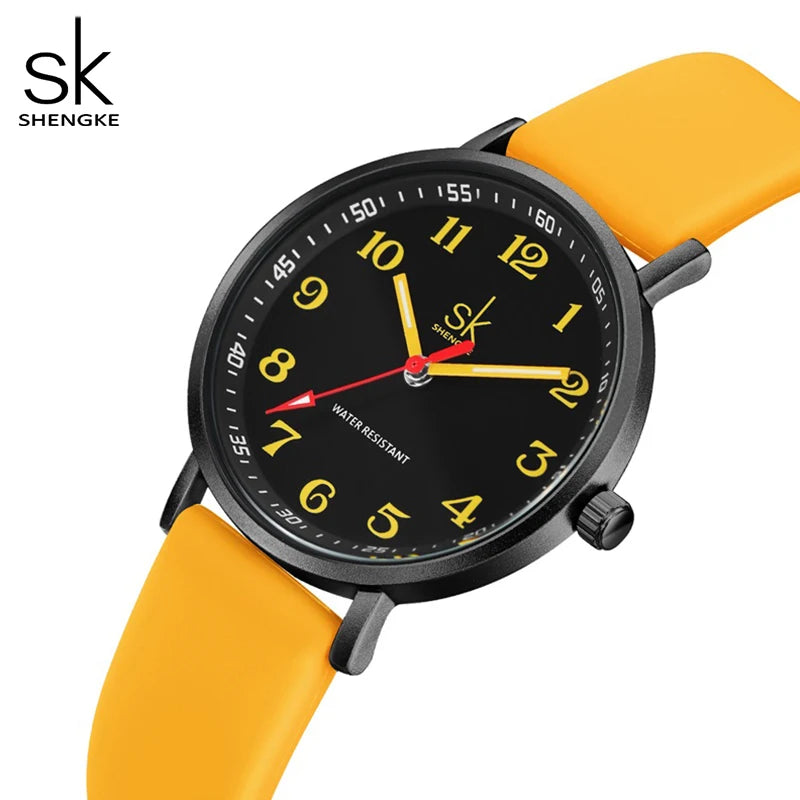 SHENGKE Women Fashion Silicone Strap Watches New Clock For Woman SK Quartz Wristwatches Original Ladies Watch Relogio Feminino