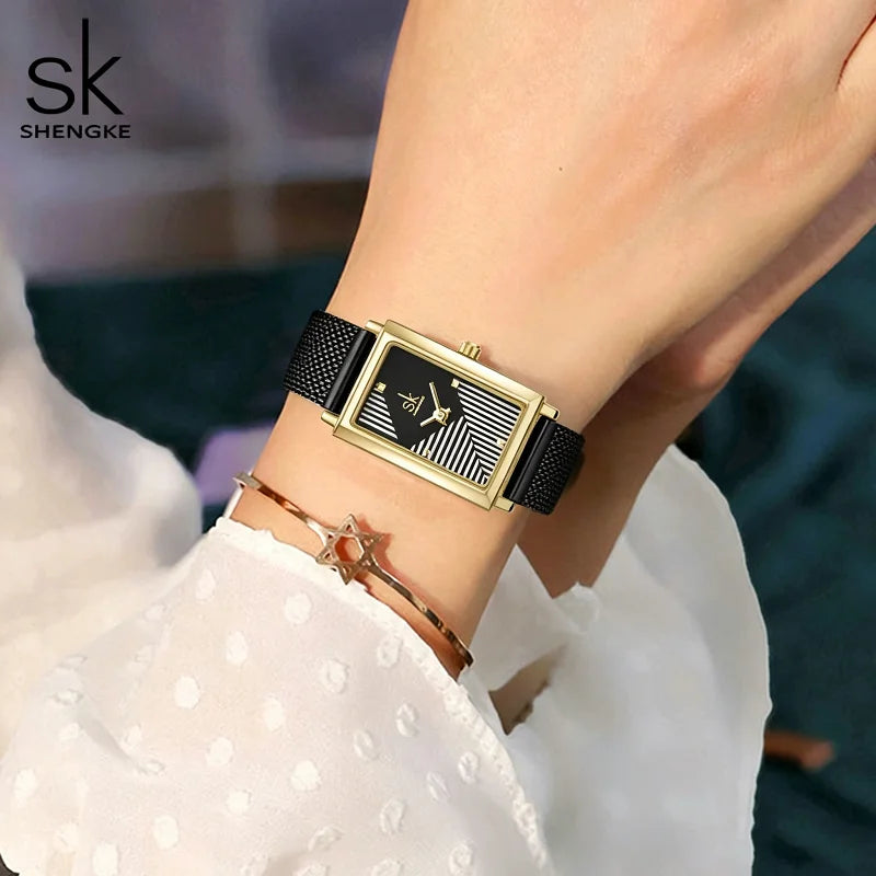 Shengke Fashion Luxury Women Watches Original SK Design Woman Quartz Wristwatches Elegant Rectangle Female Clock Best Gifts
