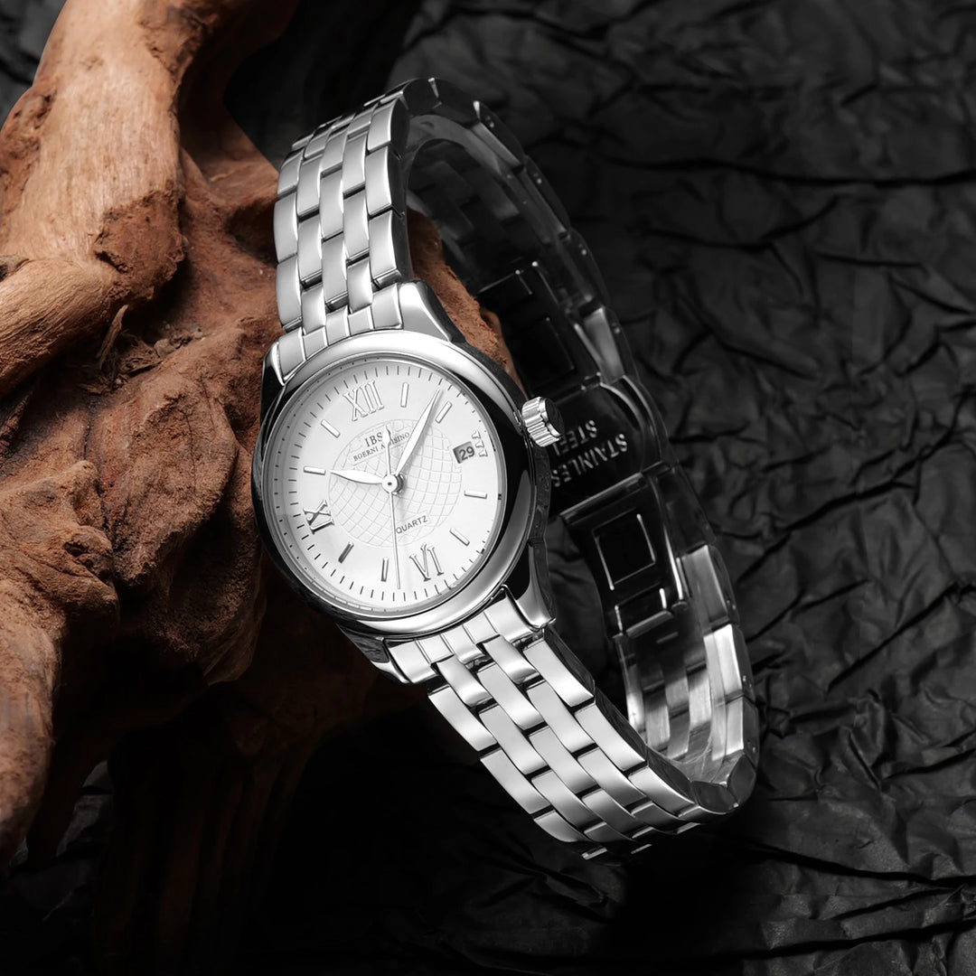 IBSO 2026 New Women Watch Quartz Movement Calendar Function Classic Style Stainless Steel Strap Elegant Lady Clock
