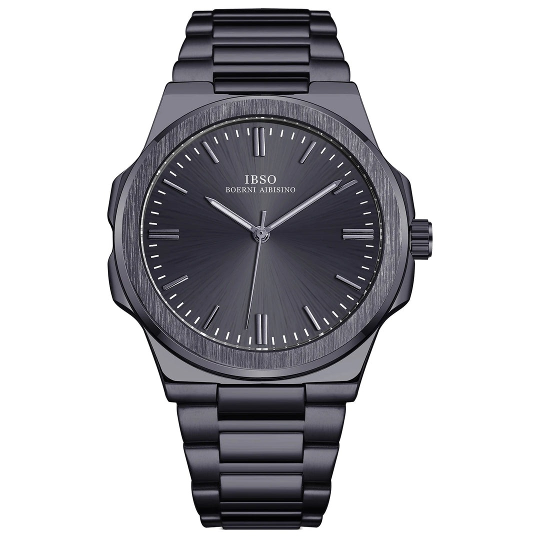 IBSO 2026 New Men Luxury Quartz Watch Brass Steel Case Stainless Steel Strap 3ATM Waterproof Japan Quartz Movement S1128G