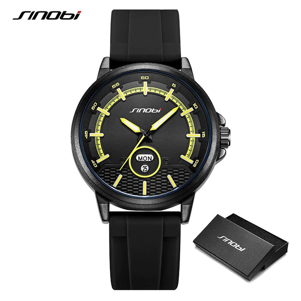 Sinobi new design men's watches fashion man's sports quartz watch calendar week display best gifts clock top brand wristwatches