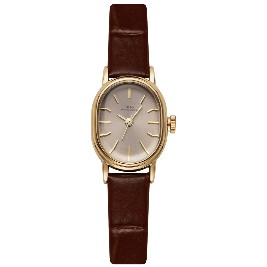 IBSO 2025 New Small Women Quartz Watches Ladies Wristwatches Genuine Leather Strap Stainless Steel Back Case Hook Buckle Watch