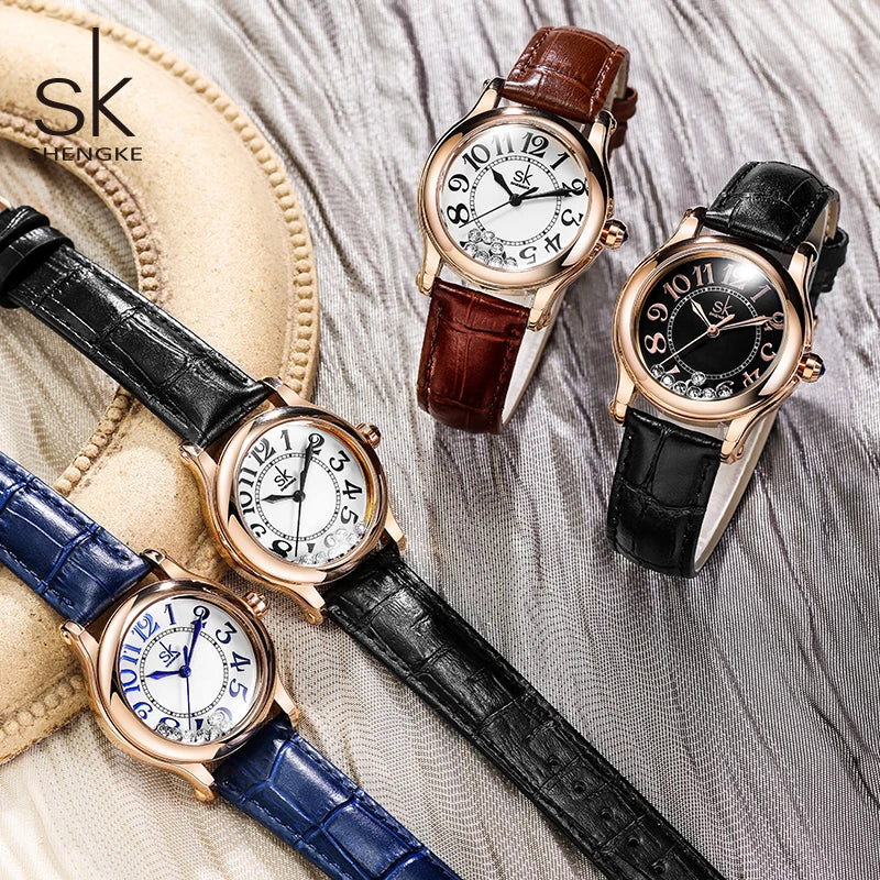 Shengke Top Brand Ladies Quartz Wristwatches Diamond Woman's Watches Original Fashion Women's Best Gifts Clock Montre femme