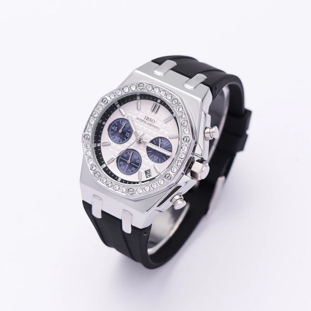 IBSO Three Eyes Women Quartz Watches Japanese Movement Ladies Clock Chronograph Stop Watch 3ATM Silicone Strap Stop Watch S9618