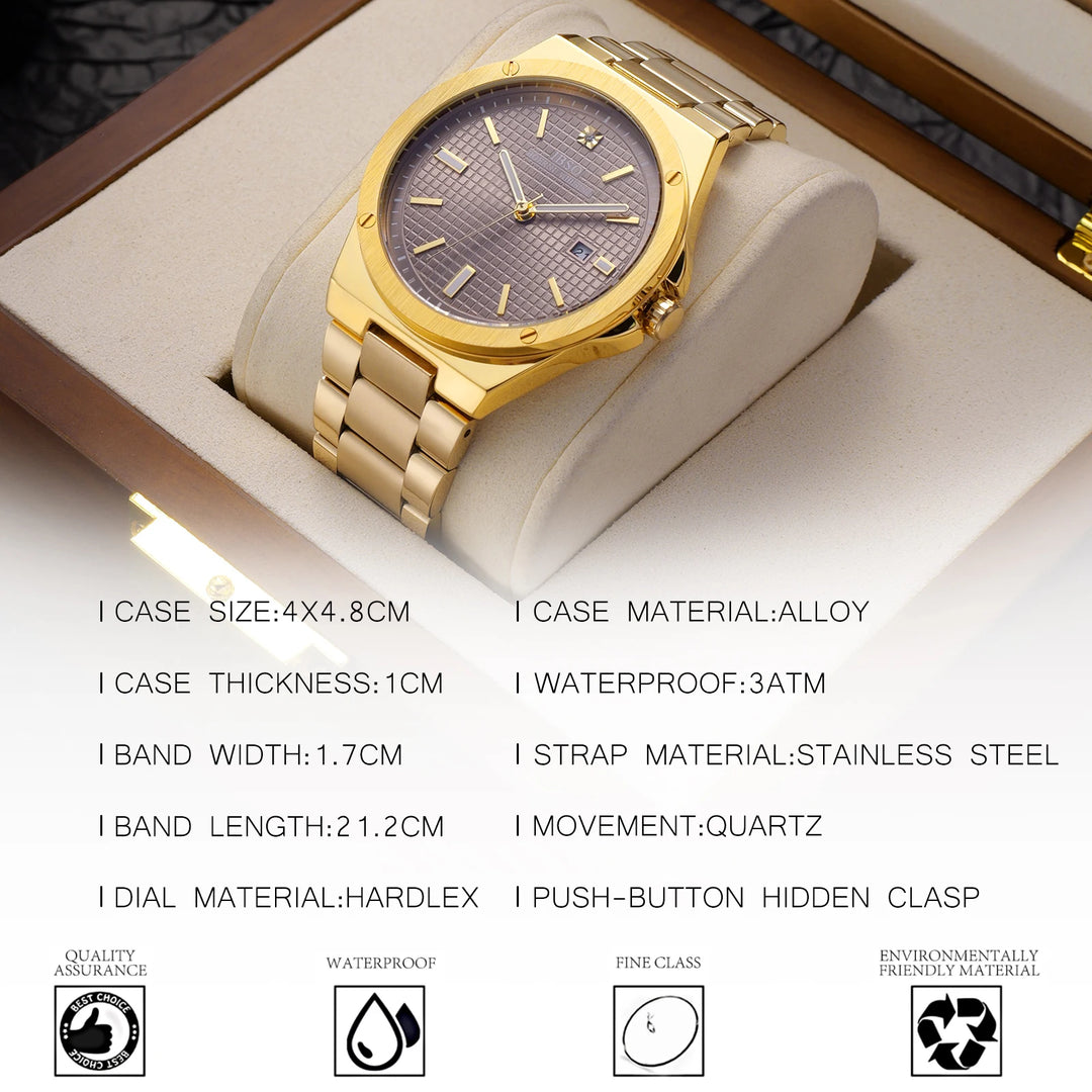 IBSO 2026 New Men Luxury Quartz Watch Luminous Hands And Number Calendar 3ATM Waterproof Business Style Wristwatches For Men