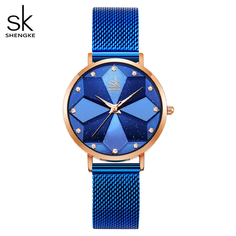 Shengke Fashion Diamond Women Watches Hot Sales Woman's Quartz Wristwatches Top Luxury Ladies Clock SK Original Mujer Montre