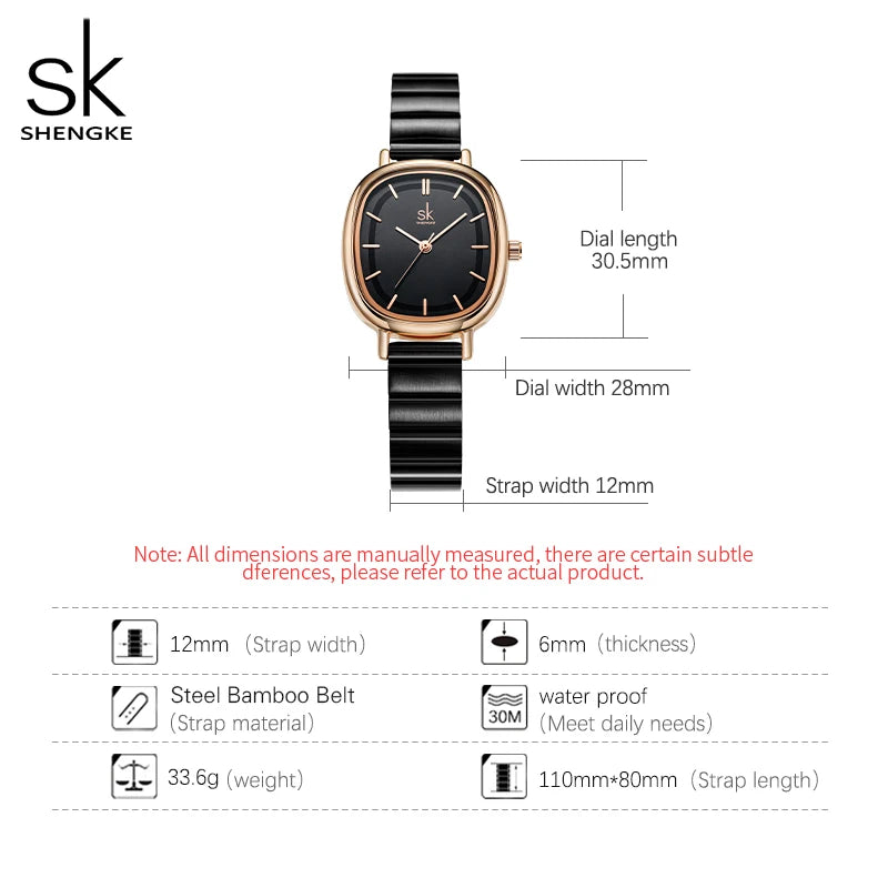 Shengke Relogio Feminino Women's Watches Fashion Black Top Luxury Ladies Quartz Wristwatches Elegant Woman's Clock HM New Design