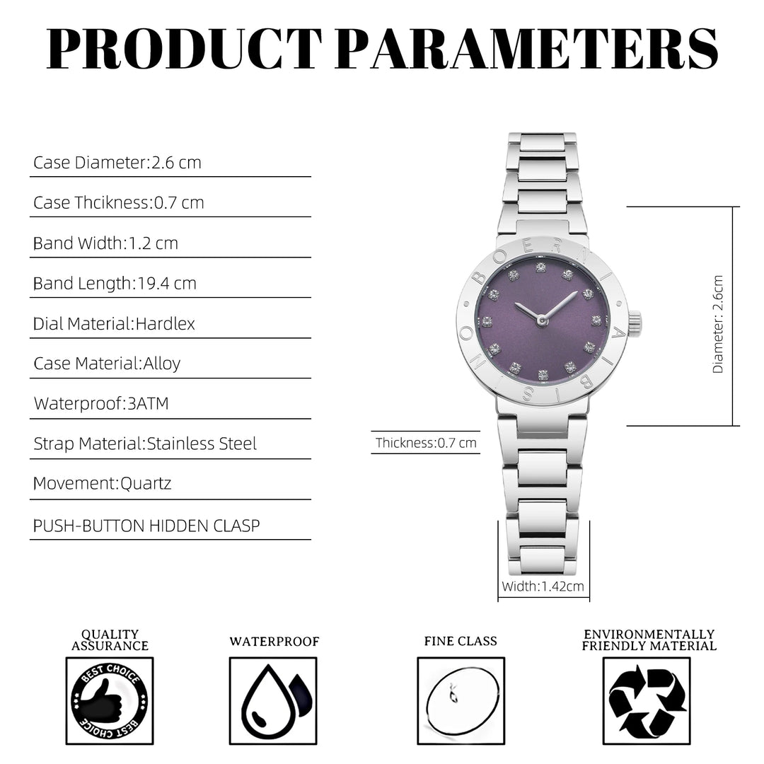 IBSO Women Round Stylish 2026 Quartz Watch 3ATM Waterproof Original Japan Movement Stainless Steel Strap S1039L