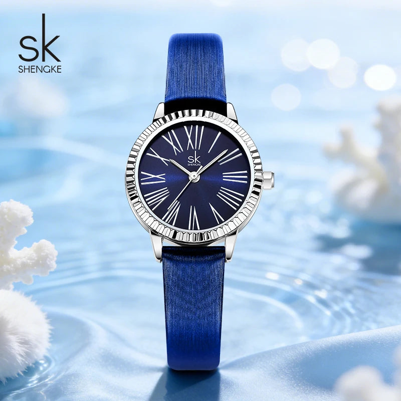 Shengke Top Brand Women's Quartz Watches Original Design Ladies Wristwatches Leather Strap Elegant Female Best Gifts Clock