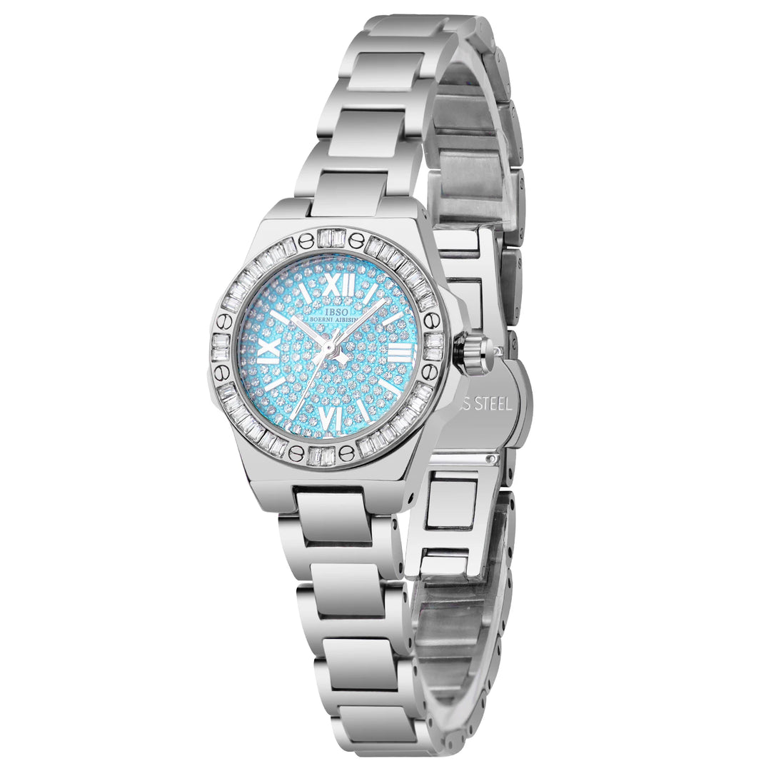 IBSO 2026 Women Luxury Quartz Watches Stainless Steel Strap 3ATM Waterproof Zircon Dial Elegant Lady Clock S1161L