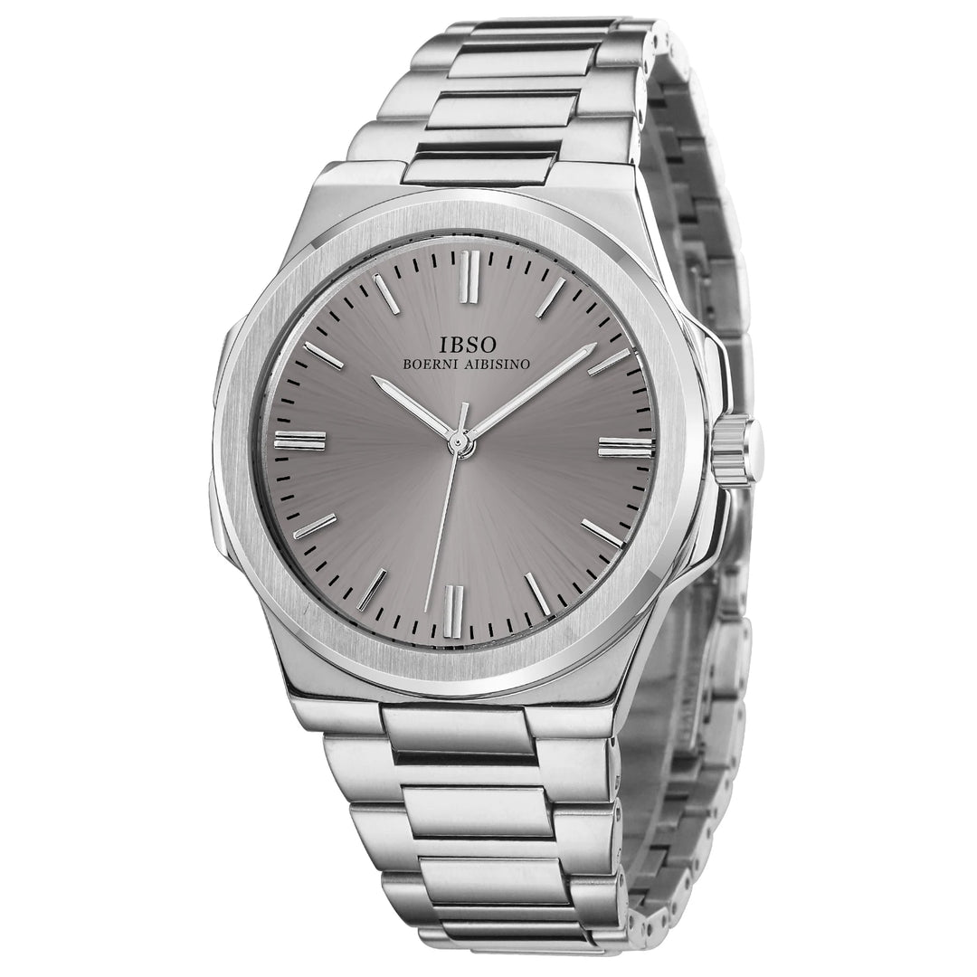 IBSO 2026 New Men Luxury Quartz Watch Brass Steel Case Stainless Steel Strap 3ATM Waterproof Japan Quartz Movement S1128G