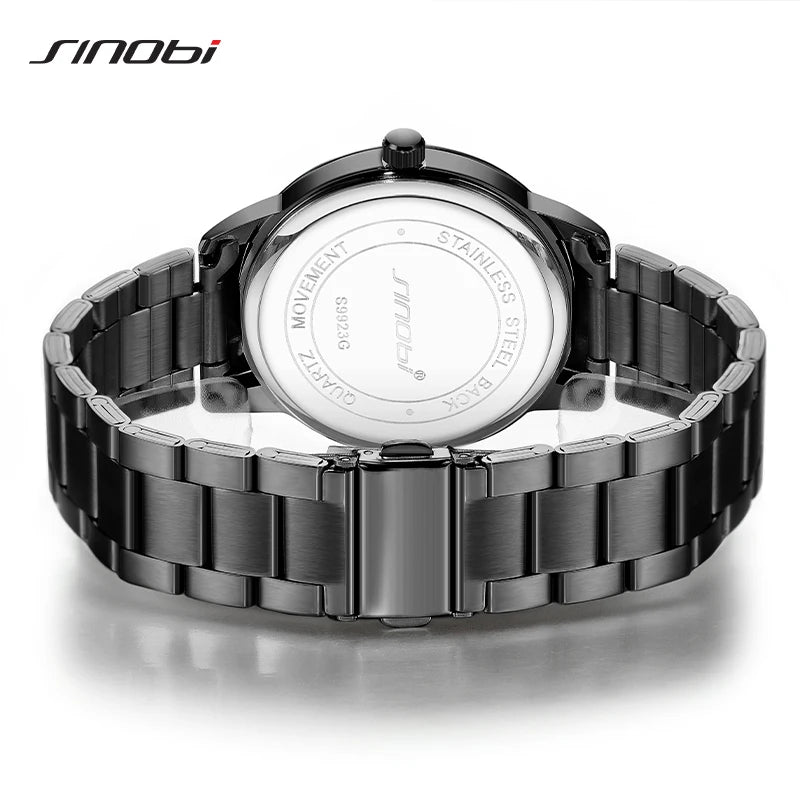 SINOBI Stainless Steel Mens Quartz Watches Top Brand Man's Wristwatches Original Design Male Best Gifts Clock