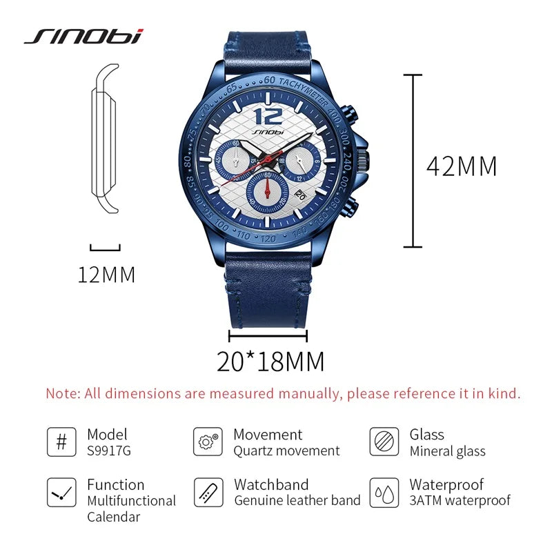 SINOBI Fashion Styles Men's Watches Original Sports Design Mans Quartz Wristwatches Top Brand Male Best Gifts Clock for Husband