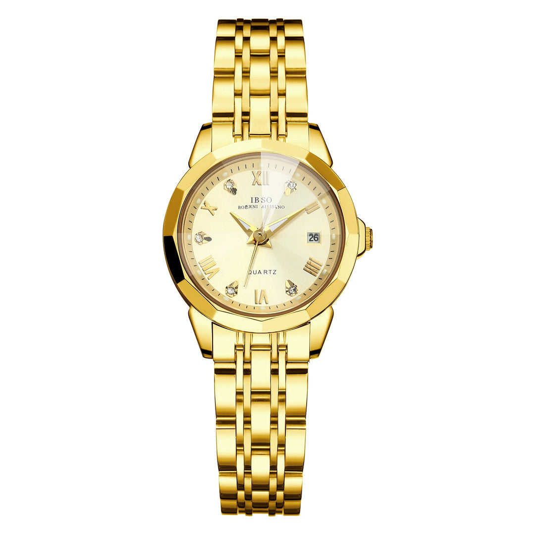 IBSO 2024 Luxury Women Watch Calendar Japanese Quartz Movement 3ATM Waterproof Stainless Steel Strap Fashion Ladies Watch S1119L