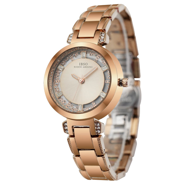 Ibso rolling stone dial 2026 new arrival women quart watch 3atm waterproof luminous hands stainless steel strap
