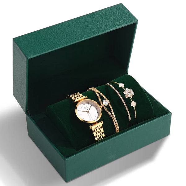 Ibso 2023 new women green watch set japanese quartz movement luminous hands ladies watch sets waterproof luxury jewelry hot set