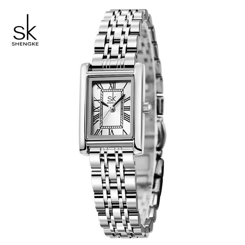Shengke Ladies Watches Original Rectangle Leather Strap Women's Quartz  Wristwatches Best Gifts Clock Reloj Mujer Dropshipping