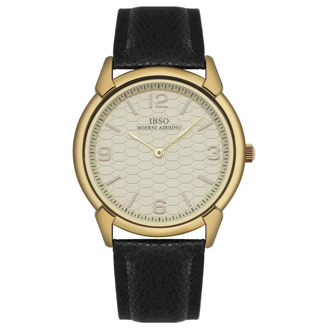 IBSO New Men Quartz Watches 2026 New Style Genuine Leather Strap 3ATM Waterproof 2Hands Stainless Steel Back Case