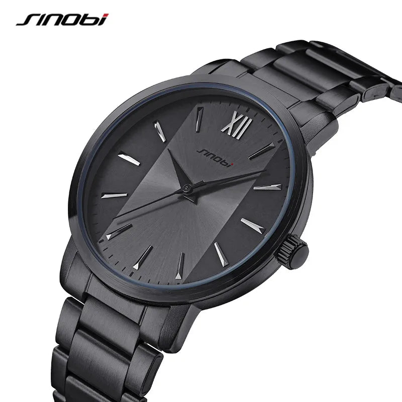 SINOBI Top Luxury Man Watch Business Waterproof Male Stainless Steel Quartz Wristwatches Men's Brand Clock Casual Reloj Hombre
