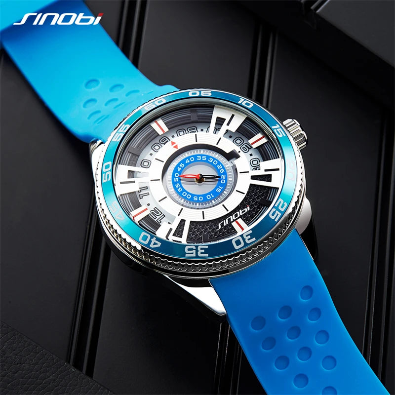 SINOBI High Quality Creative Car Dashboard Man's Watches Men's Luxury Stainless Steel Wristwatches Sports Top Clock Reloj Hombre