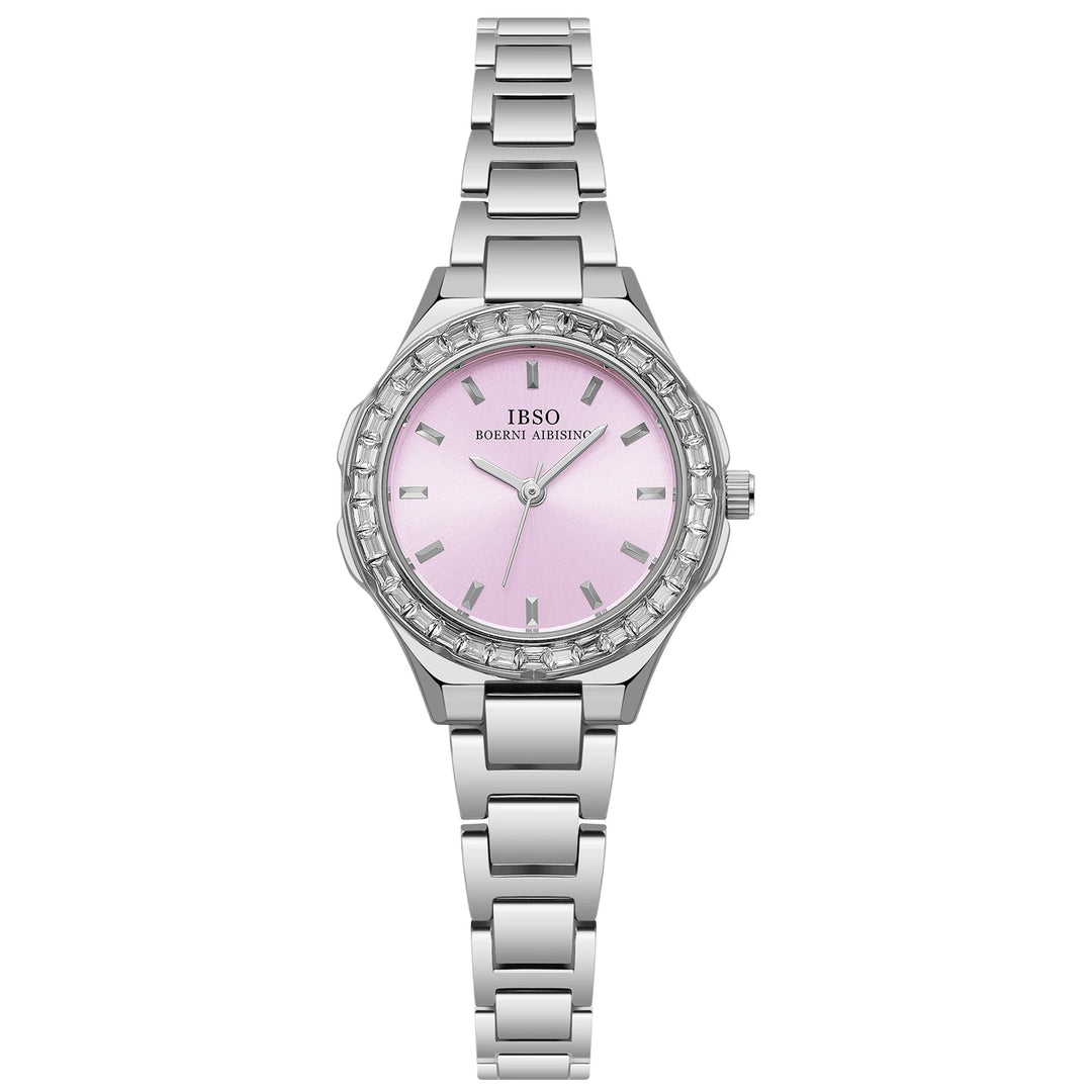 IBSO Small Round Cute Quartz Watch Stainless Steel Strap 3ATM Waterproof Women Luxury Watch S1081L