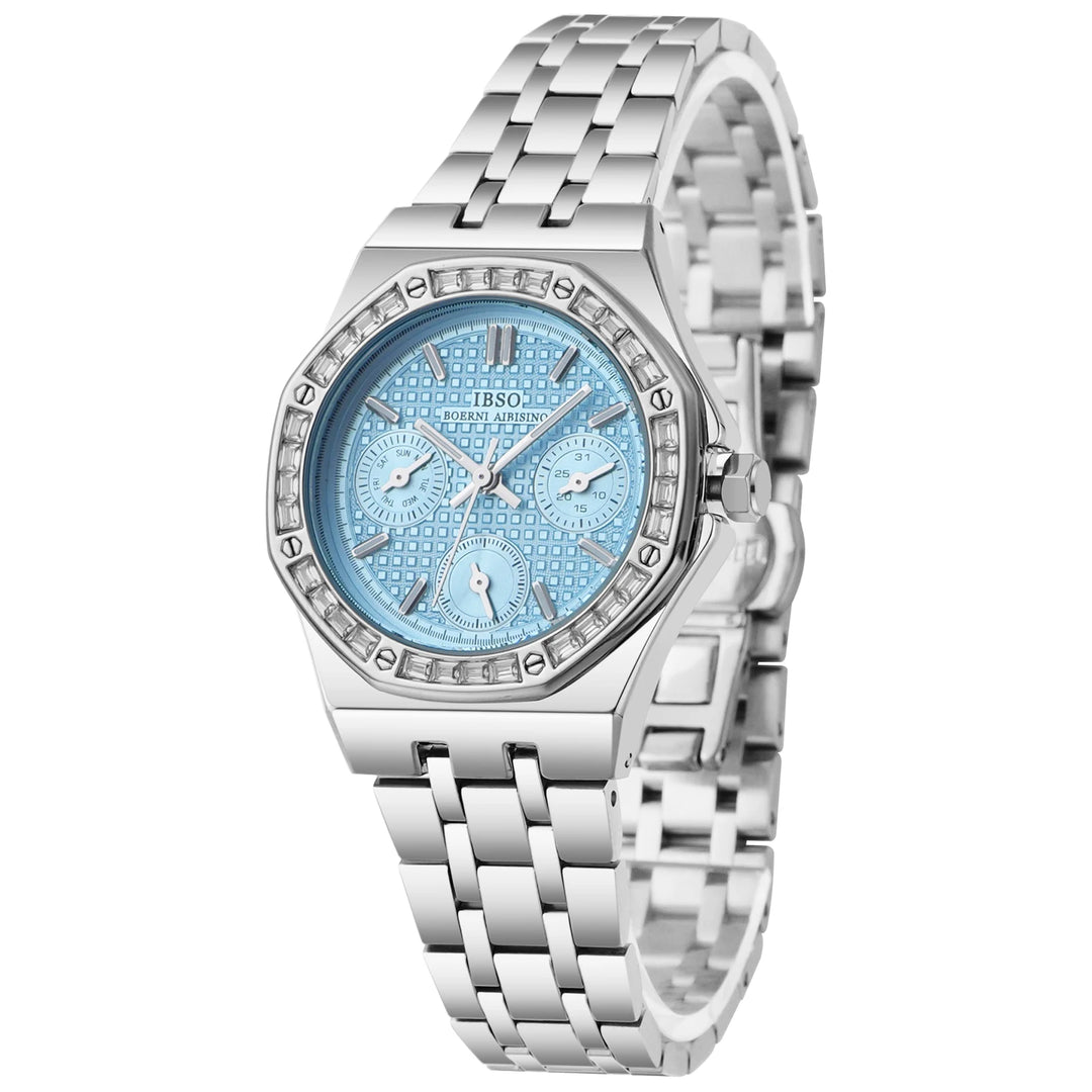 IBSO 2026 Three Eyes Women Quartz Watch Original Movement 3ATM Waterproof Stainless Steel Strap Luminous Hands Dials