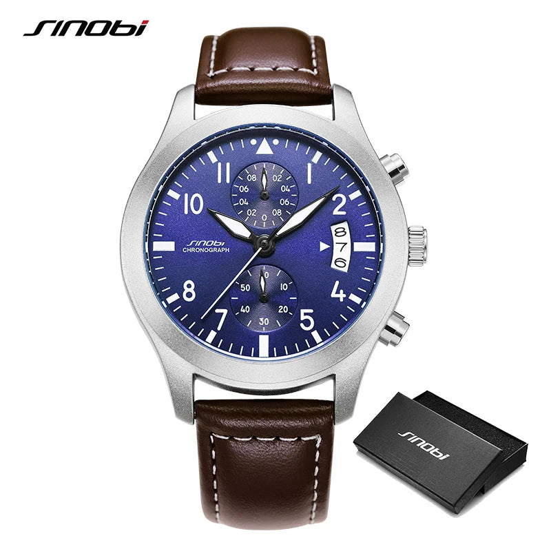 SINOBI Casual Style Men's Watches Fashion Design Man's Quartz Wristwatches I-W-C Brand Chronograph Gifts Clock Relogio Masculino