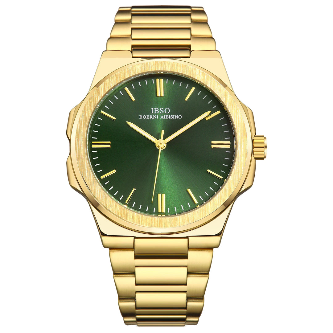 IBSO 2026 New Men Luxury Quartz Watch Brass Steel Case Stainless Steel Strap 3ATM Waterproof Japan Quartz Movement S1128G