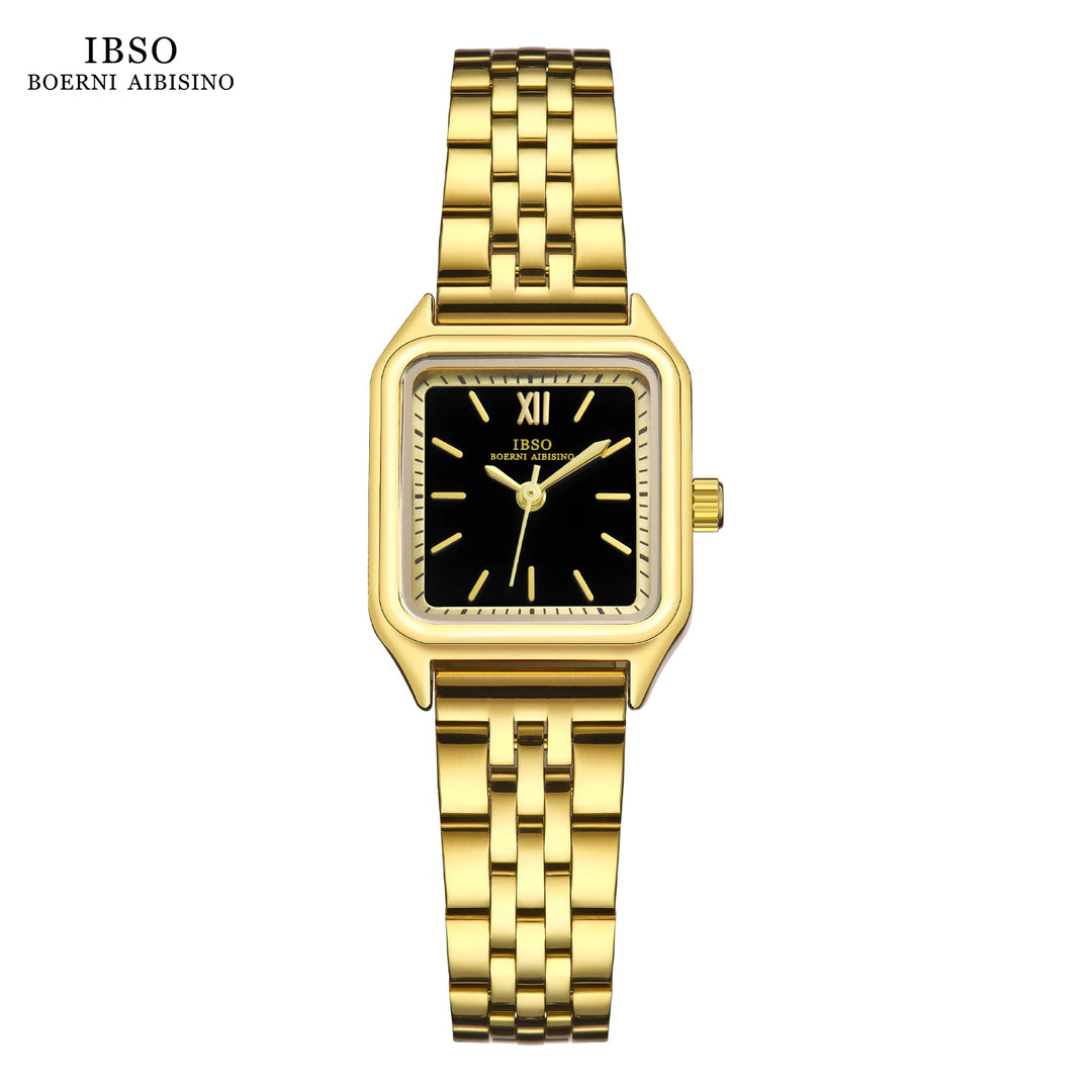 IBSO 2026 New Women Luxury Style Quartz Watches Square Face Stainless Steel Strap Waterproof Dial Waterproof 30 Quartz S9680L