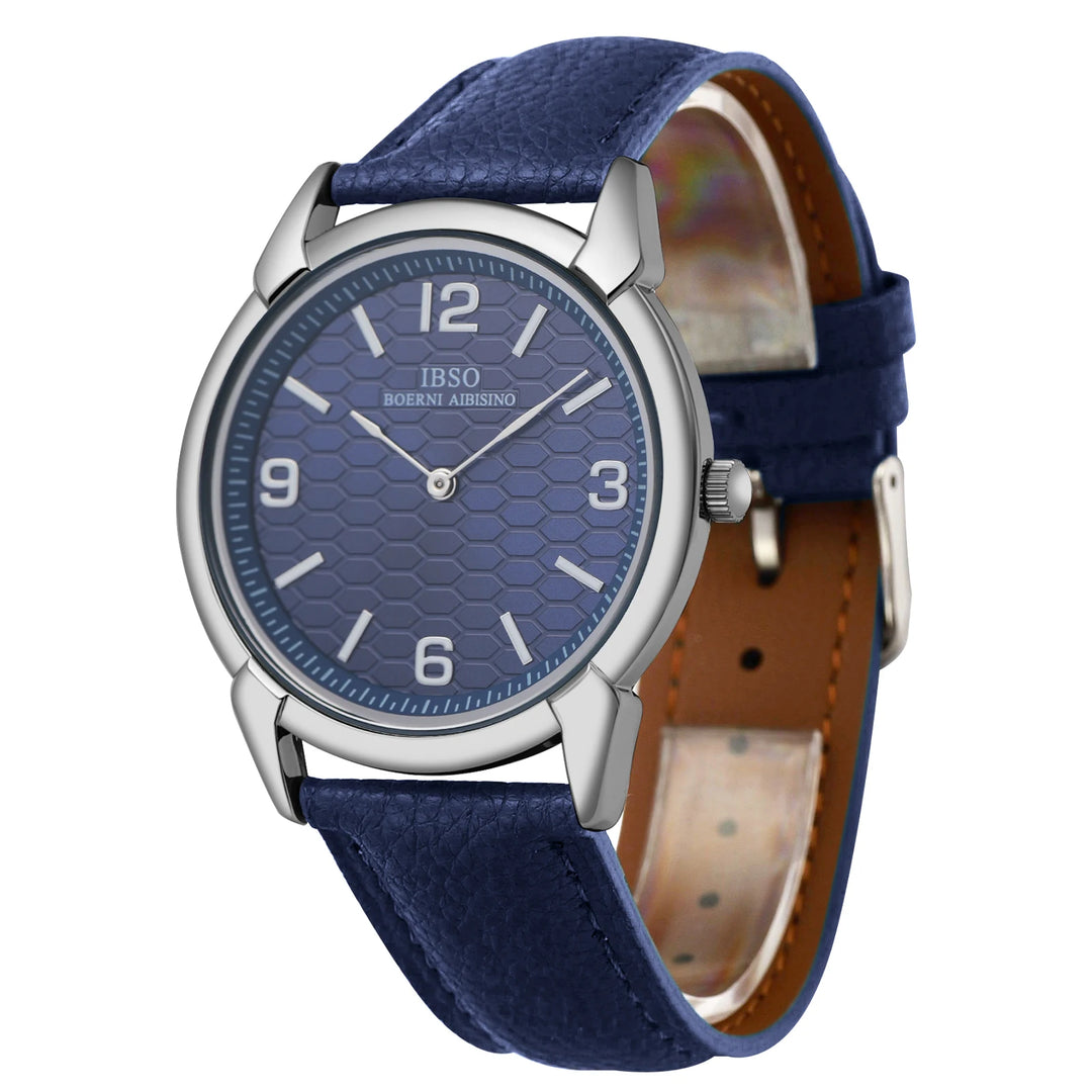 IBSO New Men Quartz Watches 2026 New Style Genuine Leather Strap 3ATM Waterproof 2Hands Stainless Steel Back Case