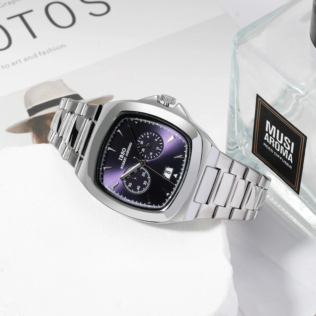 IBSO Luxury Men Quartz Watch Calendar Function Stainless Steel Strap 3ATM Waterproof S1209G