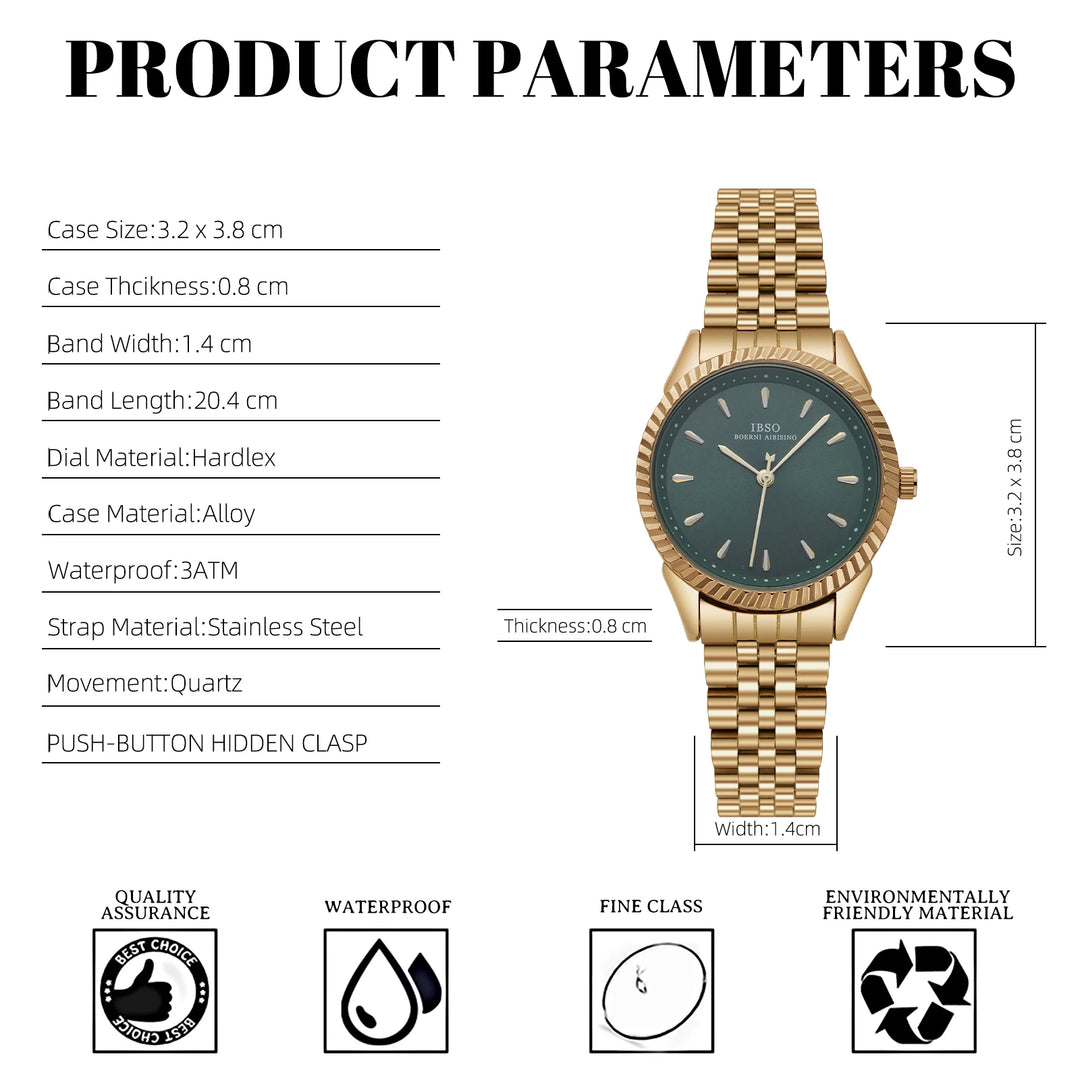 IBSO Women Wholesale 2026 Japanese Quartz Movement Quartz Watches Luxury Stainless Steel Band 3ATM Waterproof Luminous Hands